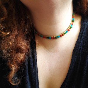 Vintage Beaded Cord Choker